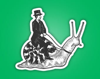 Man Riding a Snail Sticker - Waterproof Vinyl Sticker