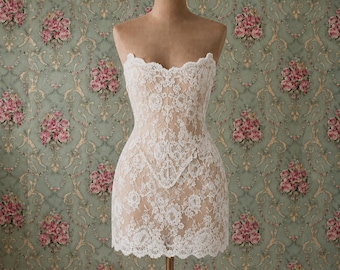 White Lace Corset and Mini Skirt Set, Two Piece Bridal After Party Outfit, Lace-Up Wedding Reception Set, Custom Bridal Separates