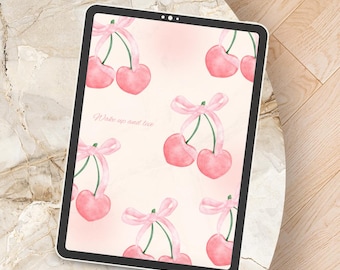 Pink Cherry iPad Wallpaper | Coquette Lockscreen (Digital Download)