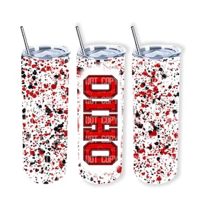 Ohio Black Red White Tumbler Wrap PNG