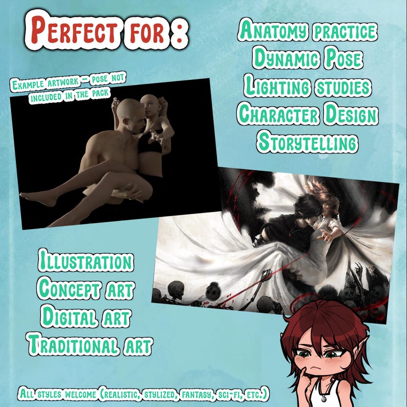 Angel Pose Reference Pack – 123 Dynamic Poses (solo & Couple) | Multi ...
