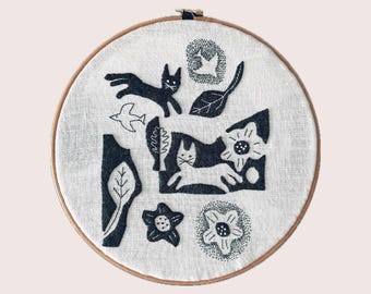 Explorando el espacio positivo y negativo - Tutorial de costura a mano con apliques de fieltro