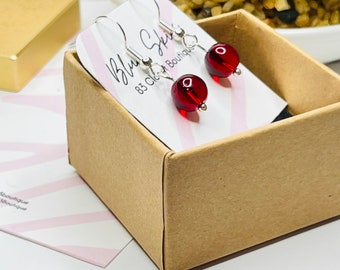 Ruby Red Jade Sterling Silver  Earrings, gift, her, Confidence and Fearlessness