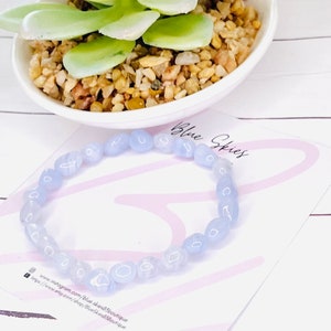 Anxiety Calming Blue Lace Agate  Bracelet, Healing Stones Bracelet, Stackable Bracelet
