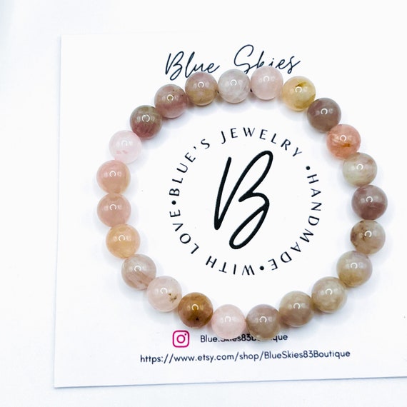 Sunstone Moonstone Stretch Bracelet: Natural Crystal