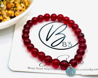 Bracelet Bijou Rétro - Perles D'hématite Et Cube De Verre Rose Translucide - Occasion - Modèle 5199