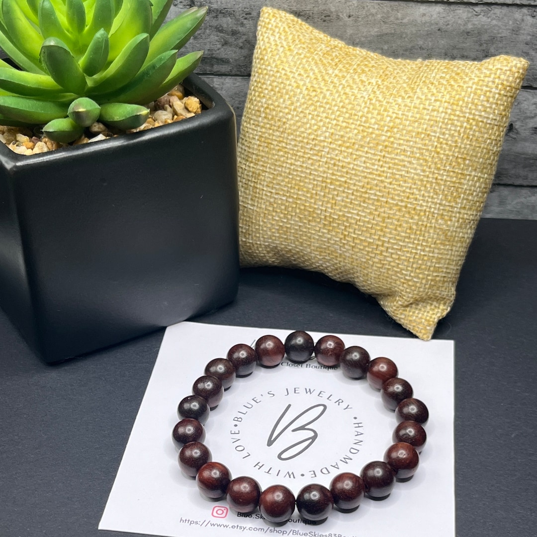 Deep Red stone and wood bracelet ***  (TNJ original) main image 1