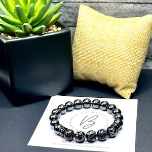 Hematite & Black Sea Sediment Jasper Bracelet: Healing Stone Jewelry