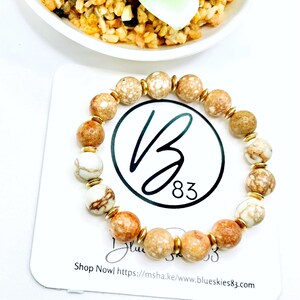Stability and Protection White Sea Sediment Imperial Jasper Healing Stones Beaded Bracelet