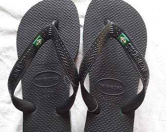 Havaianas classic black brasil slippers, men's and women's beachwear