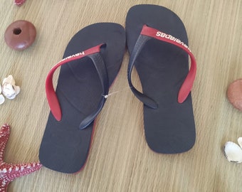 Havaianas casual flip flops, red blue chum FC, men's beachwear multicolor