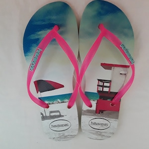 Havaianas Slim Paisage pantoffel, neon veelkleurig marinepatroon, strandkleding voor dames