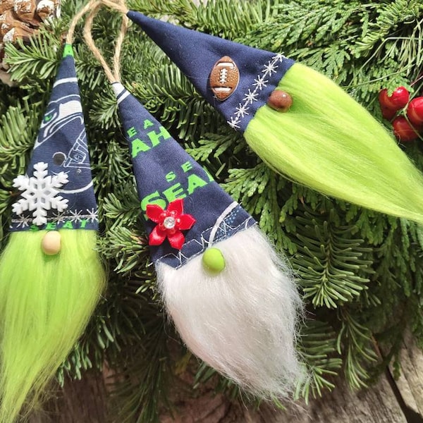 Seattle Seahawks gnome Christmas ornaments, NFL, Football, sports team