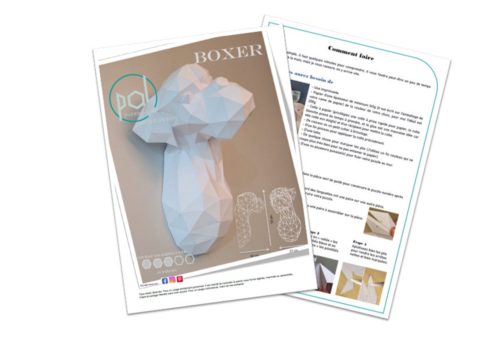 Boxer Dog in 3D Papercraft. Build Your Own Paper Sculpture From a PDF ...