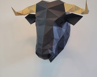 Toro en Papercraft 3D. Construye tu propia escultura de papel a partir de una descarga en PDF