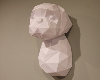 Shih tzu in 3D Papercraft. Build your own paper sculpture from a PDF download