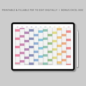 2025 Year Calendar PDF and Excel Doc | Printable and Editable Calendar ...
