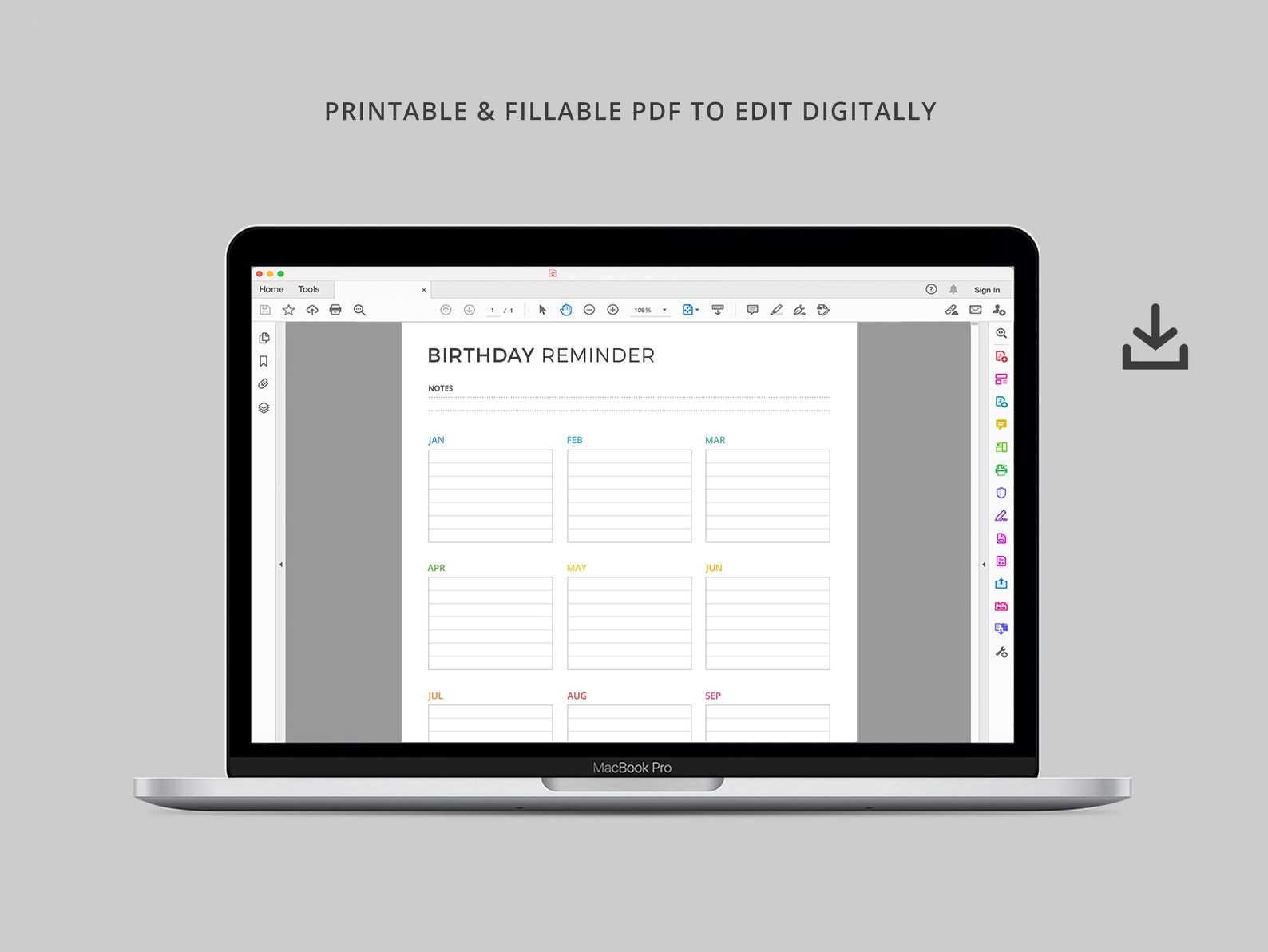 Birthday Reminder | Printable / Editable PDF | Birthdays | A4 & US ...