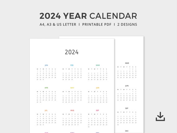 2024 Year Calendar PDF Printable PDF Year to View Calendar Rainbow Calendar A4, A3 & US Letter Instant Digital Download - Etsy 2024-year-calendar-pdf-printable-pdf-year-to-view-calendar-rainbow-calendar-a4-a3-us-letter-instant-digital-download-etsy