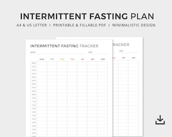 Intermittent Fasting Tracker: Printable Weekly Schedule (Digital Download)