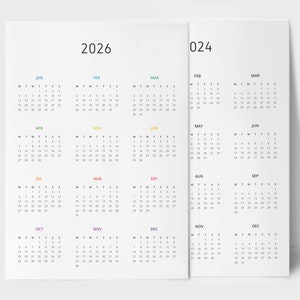 2024 - 2026 Year Calendar PDF | Printable PDF | Year to View Calendar ...