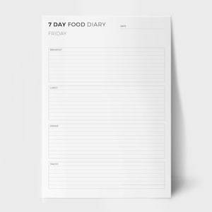 7 Day Food Diary | Printable / Editable PDF | Clear Design | A4 & US ...