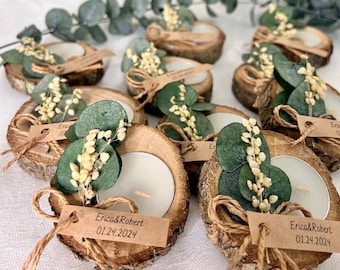 Wedding gifts for guests, Wooden candle holder gift, Teagliht holder, Bulk gifts