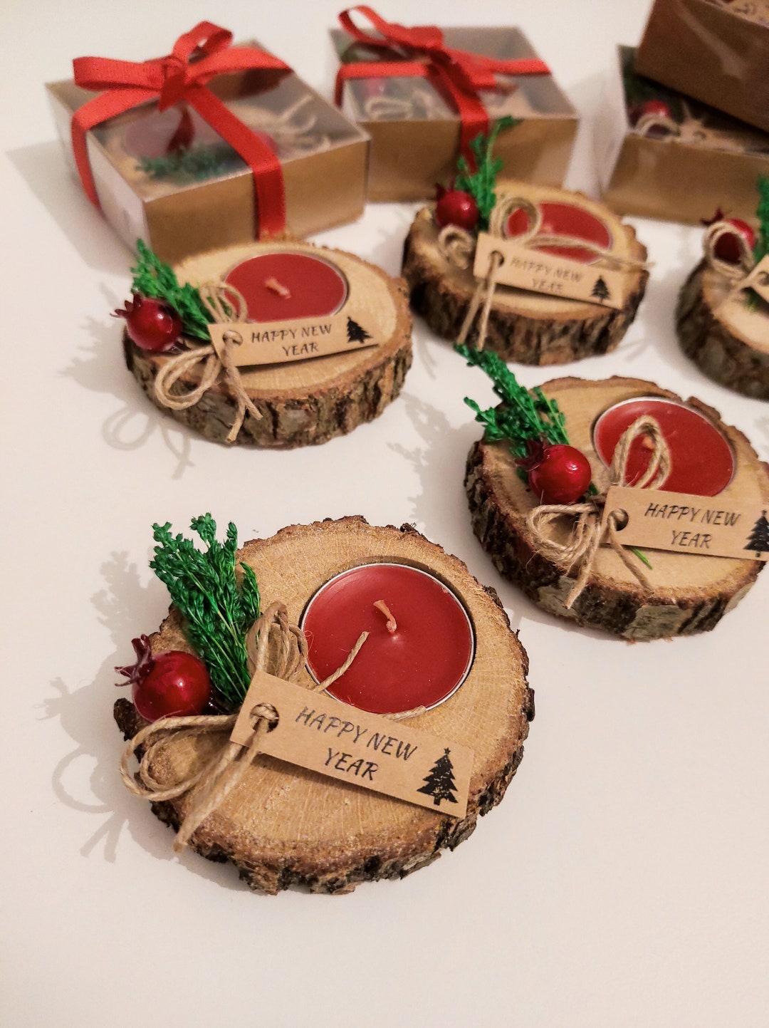 Christmas Gifts for Your Guests, Wooden Tealight Favors, Thank You