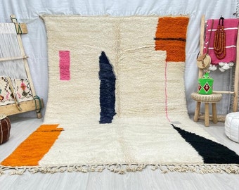 Marokkaans Berber tapijt - Beni ourain tapijt - volledig wollen berber tapijt - Aangepast gebiedskleed - handgemaakt tapijt - Echte lamswol - Berberwollen tapijt
