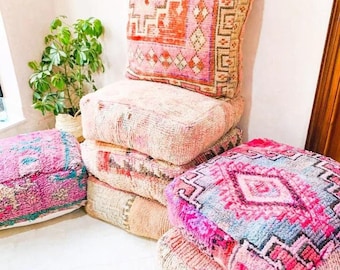 60% DI SCONTO** Pouf Kilim marocchino Pouf da pavimento Pouf quadrato Beni Ourain ottomano marocchino vintage, cuscino per meditazione yoga, cuscini Kilim rossi per esterni