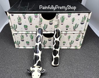 Asymmetrical Dangle Cow Earrings