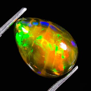 3.85 CTS Ethiopian  Opal Pear Cabochon, AAA Quality, Highly Flashy , Honeycomb Pattern | opal for jewelry Making, 13x10x6 MM | Welo Opal