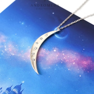 三日月ペンダントネックレス、キュービックジルコニアの月と星のネックレス、スターリングシルバーの天体ジュエリー、星のネックレス 925 シルバー