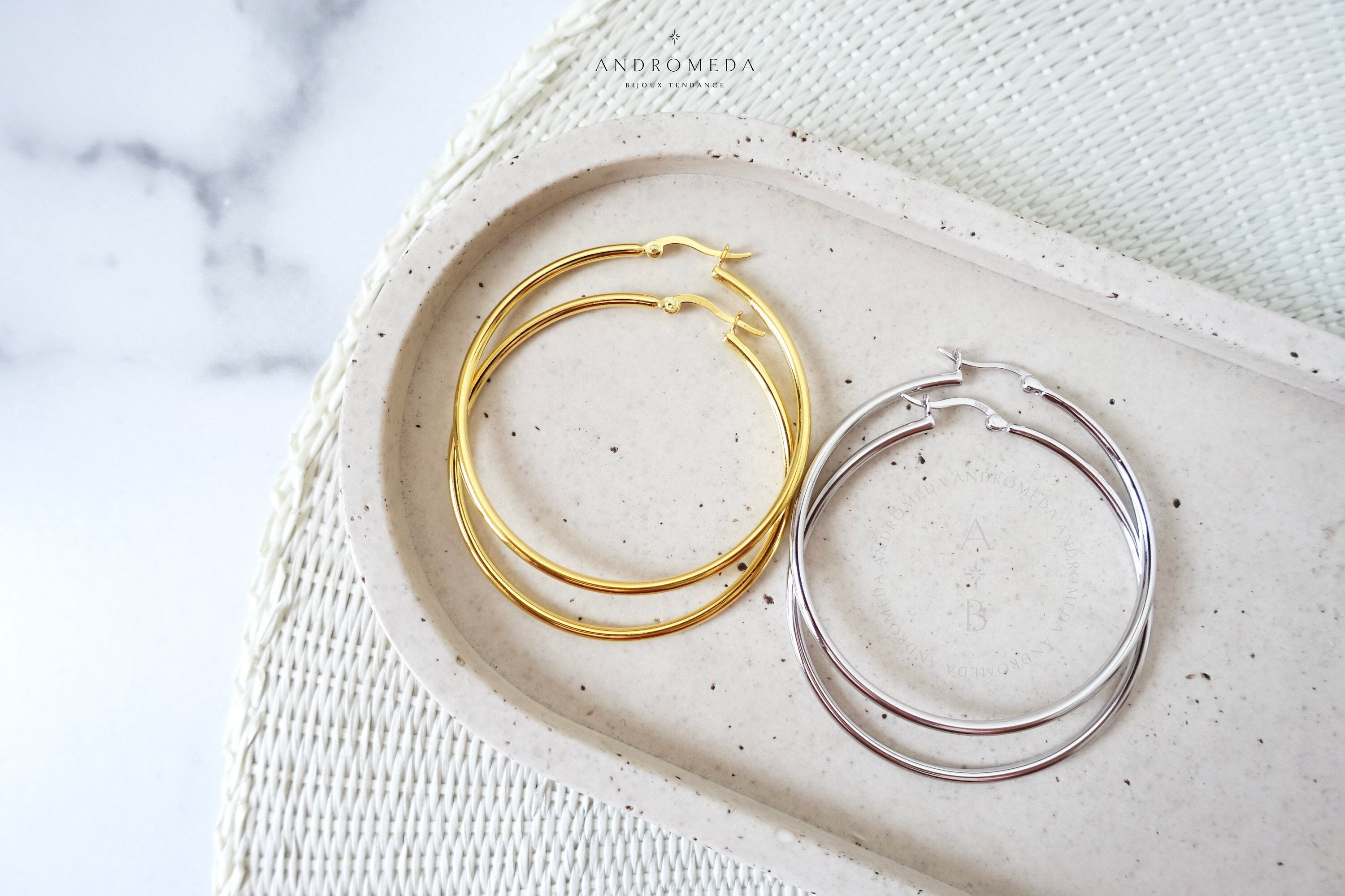 Simple Hoop Earrings, Thin Big Hoops, Gold and Sterling Silver Latch Back, 30 MM - 40 MM - 50 MM Diameter Circle Rings, Minimalist Jewelry