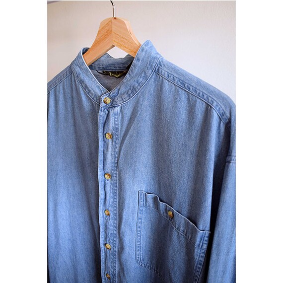 denim grandad collar shirt