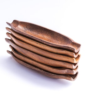 DRAFT OR - add new pics - Wooden corn cob servers. Set of 6. monkeypod