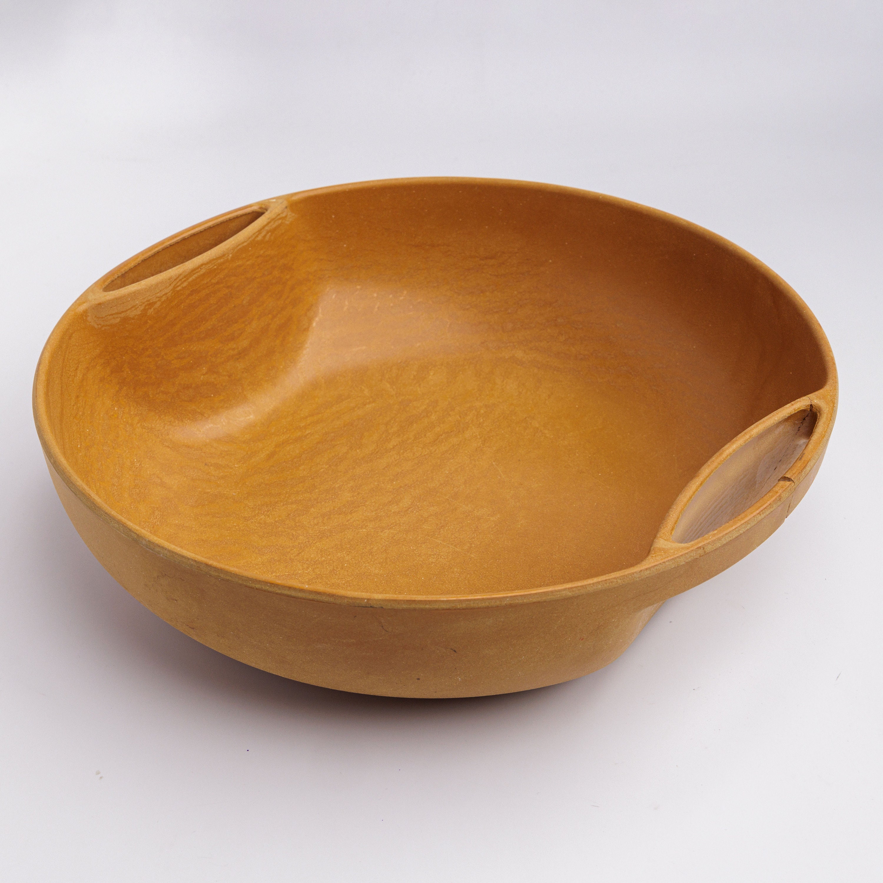 Ellinger Agatized Wood Salad Bowl Set. Midcentury 195060s Vintage. 110 Large Serving Bowl With