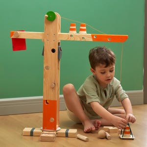 Personalized Wooden Toy Crane for Kids and Toddlers, Christmas Gift for Children, Custom Montessori Toy, Educational Gift, Birthday Gift