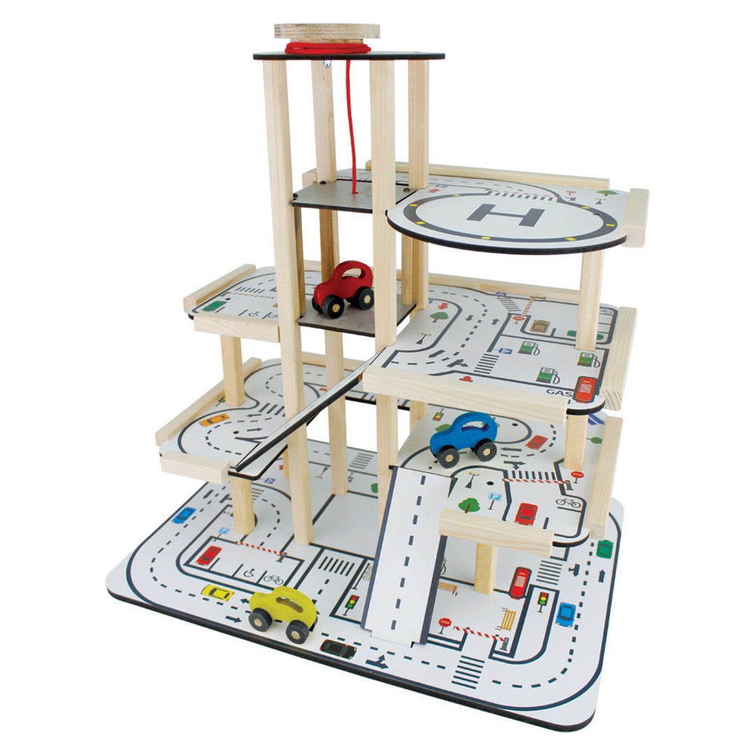 Wooden Toy Car Garage Parking With Elevator 2 6 5 4 3 Years Gift for