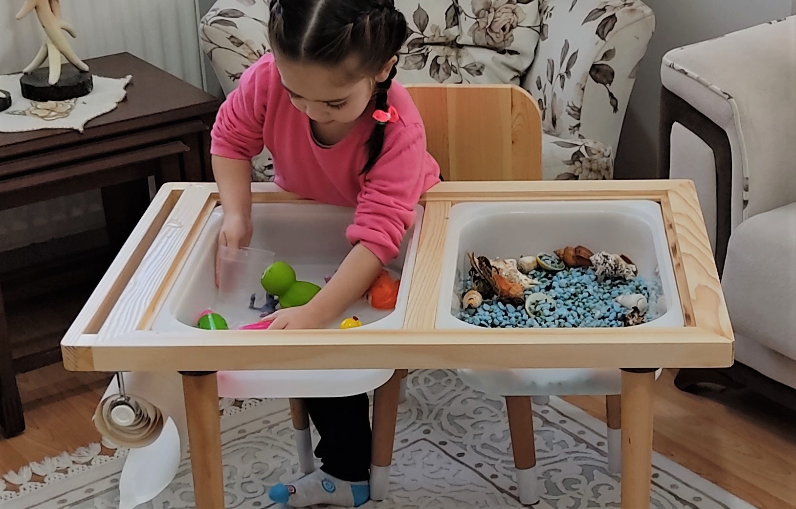 Mesa Sensorial, Ikea Flisat, Ikea Trofast, Mesa de Actividades para Niños,  Mesa de Juegos de Madera, Mesa de Agua y Arena, Mesa Sensorial-Solo -   México