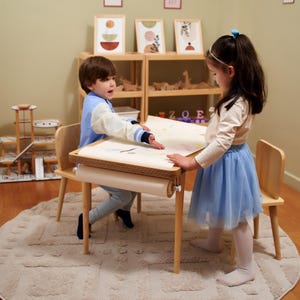 Montessori Wooden Sensory Table for Kids, Activity Table for Toddlers, Play Table with Bins and Double Sided Boards, Kids Christmas Gift