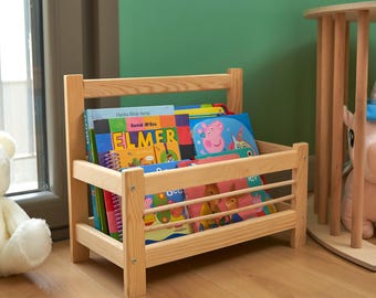 Personalisierte Montessori Vorderseite Bücherregal, Holz Kinder Buch Anzeige, Kleinkind Bücherregal, Kinderzimmer Buch Lagerung, Kinder Boden Bücherregal