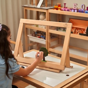 Personalized Art Easel for Kids, Wooden Art Board for Toddlers, Montessori Drawing Board, Plexiglass Double Sided Paint Stand, Nursery Decor