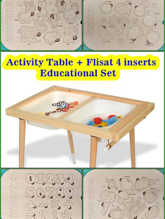 Sensory Table With 4 Educational Flisat Inserts Bins Gift for