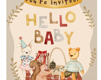 Customizable | Teddy Bear Picnic Theme | Party Invite for Baby Shower, Baby Sprinkle | Digital Download | Printable