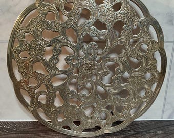 Dessous de plat en métal argenté vintage THE SHEFFIELD SILVER Co. 9 de diamètre