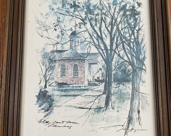Vintage Old Courthouse - Williamsburg, John Haymson - Impression photo encadrée