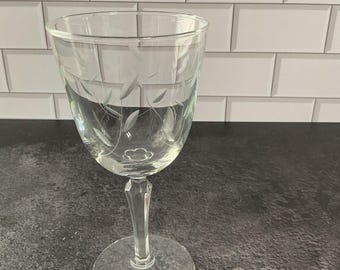 Verre à eau à vin LIBBEY en cristal balayé par le vent des années 1960, tige transparente VINTAGE