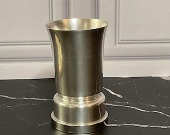 Boîte à musique NAPIER, tasse à musique en métal argenté vintage pour enfant, rockabye, bébé sarah