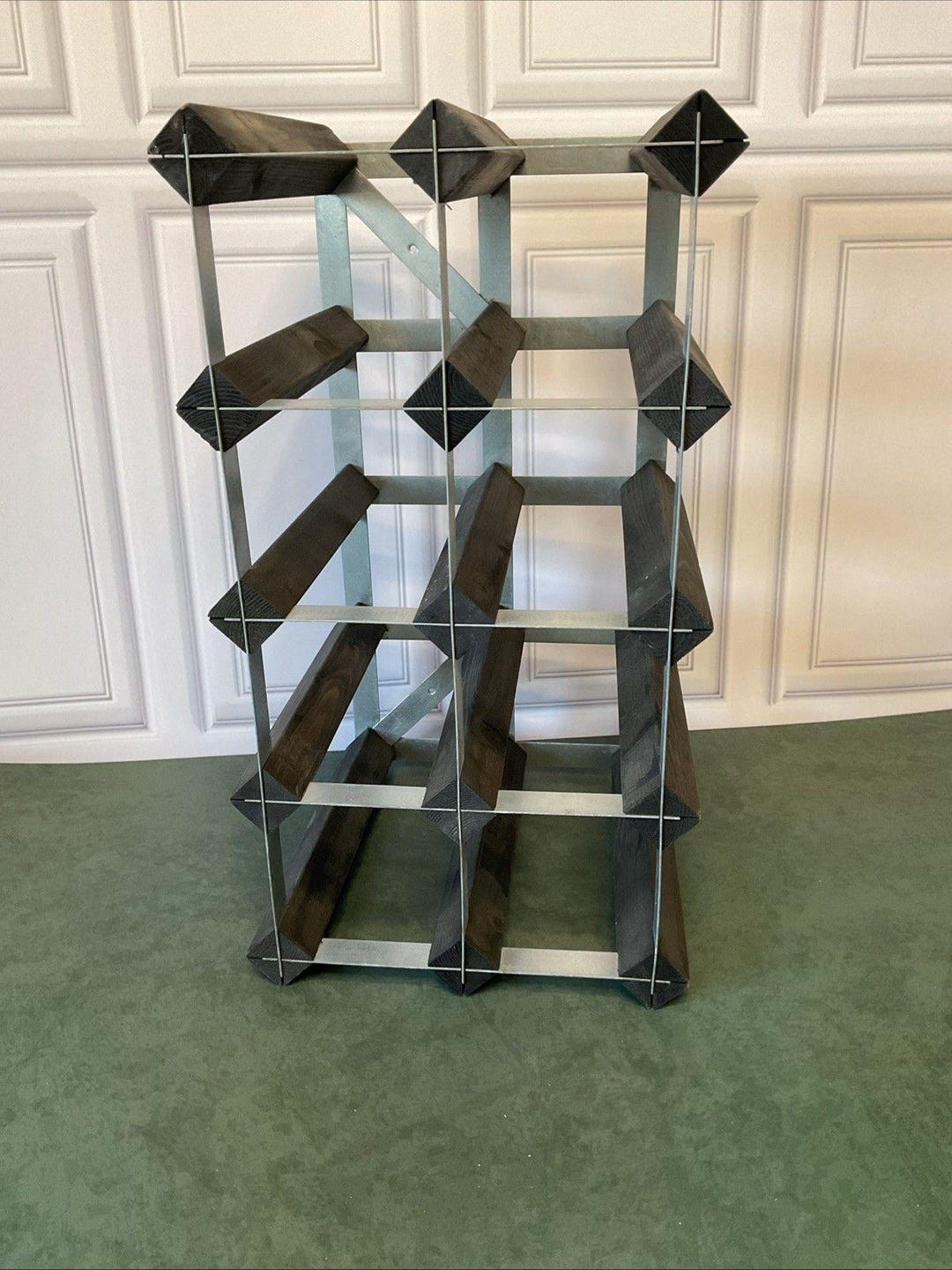 Vintage MCM Wood and Metal Wine Rack.16.5x 9 - Etsy